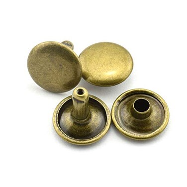 RuiLing 120pcs 12x12mm Bronze Double Cap Rapid Rivets Round Head Decorative Rivets DIY Leather Craft Studs 1/2 inch
