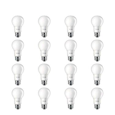 Philips LED Basic Frosted Non-Dimmable A19 Light Bulb - EyeComfort Technology - 800 Lumen - Soft White ,2700K- 10W=60W - E26 Base - Old Version - Indoor - 16-Pack
