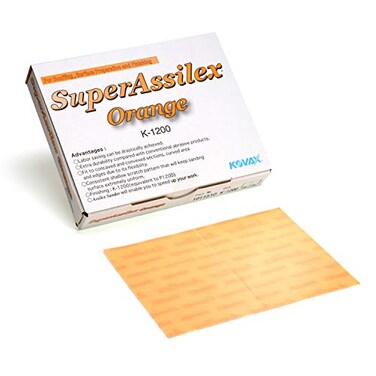Eagle Abrasives Super Assilex Flexible Sanding Sheets, Orange K-1200, HookLoop, 191-1510, 25 Sheets