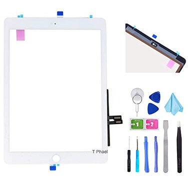 T Phael White Digitizer Repair Kit for iPad 9.7" 2018 iPad 6 6th Gen A1893 A1954 Touch Screen Digitizer Replacement ,Without Home ButtonPre-Installed AdhesiveTools