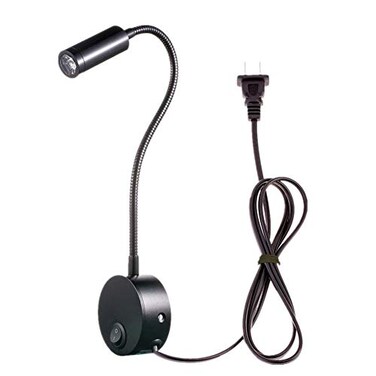 WeFoonLo 3W Wall Mounted Reading Light Flexible Gooseneck LED Sconce Lamp with PlugSwitch for Bedroom, Office, Workbench, Studio ,01 Black Cool
