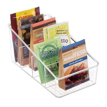 iDesign InterDesign Linus Kitchen Organizer Bin for Food Storage; Condiment/Dressing Pouches - Clear
