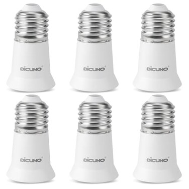 DiCUNO E26 to E26 Socket Extender, 1.2Inch Socket Extension Adapter, 6-Pack