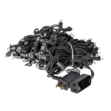 Vickerman 100 Light Wide Angle LED Light Set Warm White Lights on Black Wire