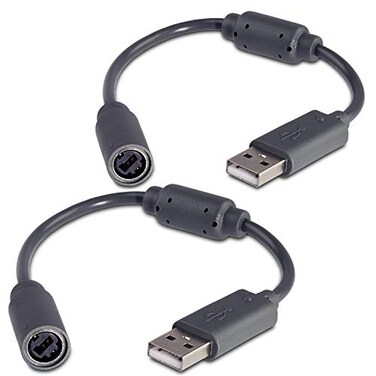 Fosmon Replacement USB Breakaway Cable for Xbox 360 Controller - 2 Pack