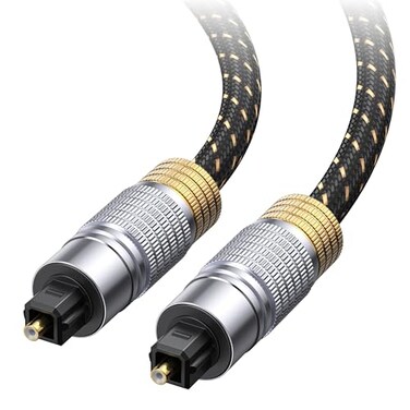 Cable Matters Premium Short Optical Audio Cable, Toslink Cable, 3ft