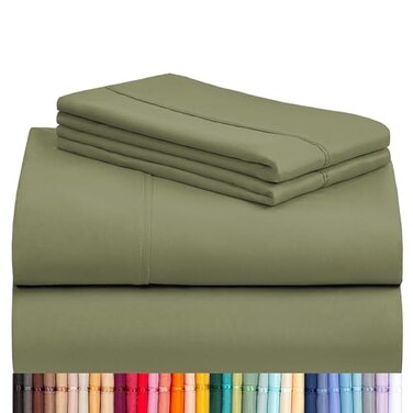 LuxClub Queen Size Sheet Set, CoolingSoft Deep Pocket Bed Sheets, 4PC