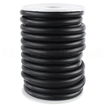 CleverDelights Solid Rubber Cord - 1/4" Diameter - 10 Feet - Buna 70 Durometer - Black - .25" Round