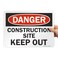 SmartSign - U9-1365-NP10x14 "Danger - Construction Site, Keep Out" Sign10" x 14" Plastic Black/Red on White