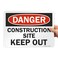SmartSign - U9-1365-NP10x14 "Danger - Construction Site, Keep Out" Sign10" x 14" Plastic Black/Red on White