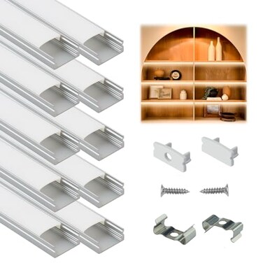 Muzata 10Pack 6.6FT Silver LED Strip Channel with Milky Diffuser U1SW WW