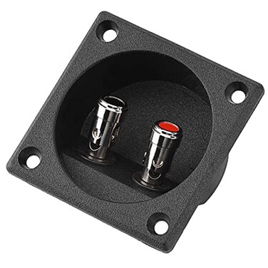 Zerone Round Speaker Box Terminal, Subwoofer Box Terminal Cup Silver Push Spring Loaded Jacks Double Binding Post Speaker Terminal Plates Repalcement for DIY, Black