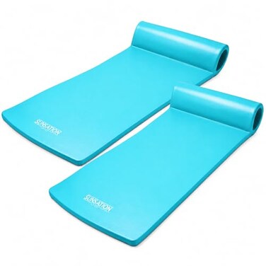 Texas Recreation TRC Recreation Sunsation Pool Float 1.75" Thick Foam Lounger Mat, 2 Pack