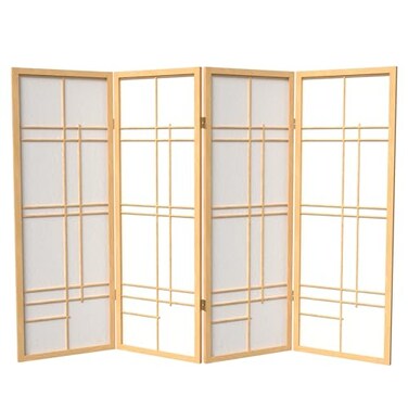 Red Lantern 4 ft. Short Eudes Shoji Screen - Natural - 4 Panels