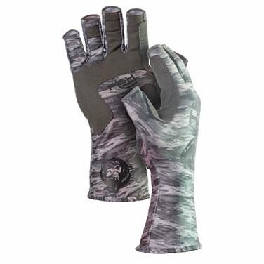 Fish Monkey Half Finger Guide Glove - Grey Water Camo M