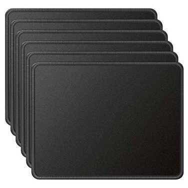 MROCO Essential OfficeGaming Mouse Pad Bulk, 6 Pack, 8.5 x 11 in, Black