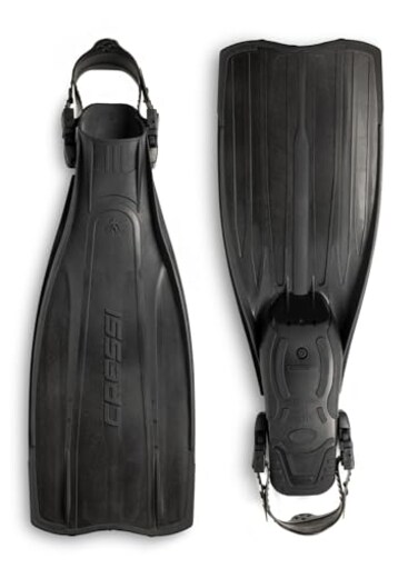 Cressi Pro Light Adjustable Open Heel Fins, Black, S/M
