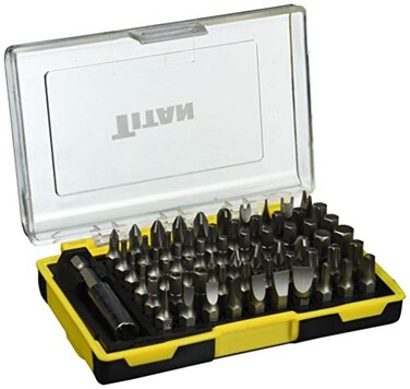 Titan 16061 61-Piece Security Bit Set with Magnetic Bit HolderIncludes TR Star, Star, SAE Hex, Metric Hex, Pozi, Spanner, Square, Slotted, and Phillips Bits