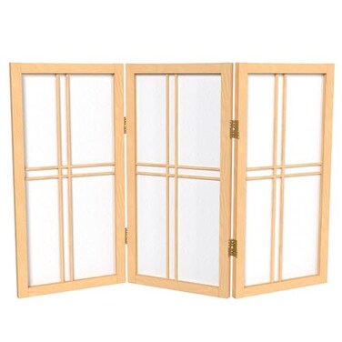 Red Lantern 2 ft. Short Desktop Double Cross Shoji Screen - Natural - 3 Panels