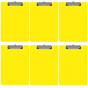 Trade Quest Yellow Plastic Clipboards Letter Size Low Profile ,6-Pack