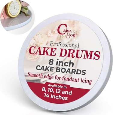 Cakebon Cake Boards 8" White Round Cake Drums 1/2" Thick Smooth Edge 6Pack