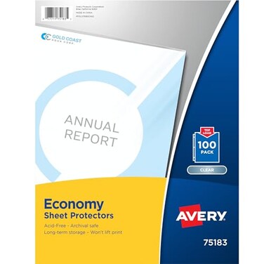 AveryClear Economy Sheet Protectors, Top Load, 100 Document Protectors ,75183