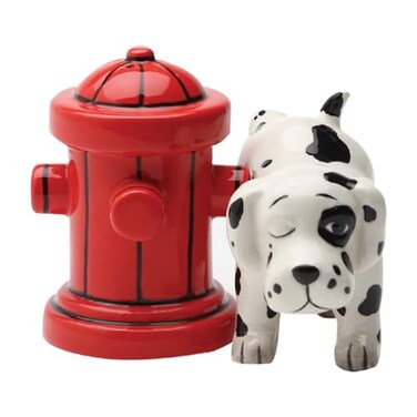 Pacific Giftware Dalmation Dog with Fire Hydrant Ceramic Magnetic SaltPepper Shaker Set Novelty Gift
