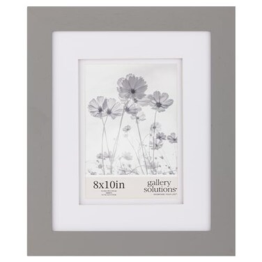 Gallery Solutions - 8"x10" Flat Grey Wall Frame - Double White Mat - Wall/Wall Mount Display - Perfect Fit for 5"x7" Photos - Versatile Mounting Options - Rectangular Wall Mount - Poster Frame