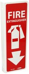 NMC FX124R Fire Sign, "FIRE Extinguisher", 4" Width x 12" Height, Rigid Plastic, Red on White