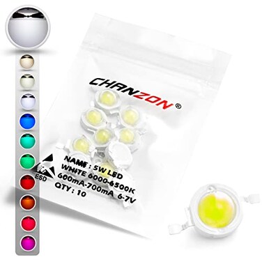 CHANZON 10 pcs High Power Led Chip 5W White 6000K - 6500K