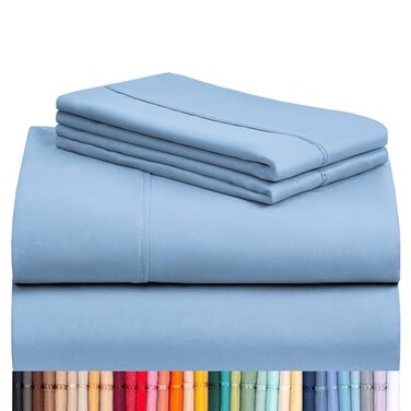 LuxClub Cal King Size Sheets Set, CoolingSoft Deep Pocket Bed Sheets, 4PC