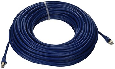 Monoprice 100FT 24AWG Cat6A 500MHz STP Ethernet Bare Copper Network Cable - Blue
