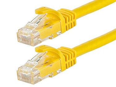 Monoprice Cat6 Ethernet Patch Cable - RJ45, Stranded, 550Mhz, UTP, Pure Bare Copper Wire, 24AWG, 10 Feet, Yellow - Flexboot Series