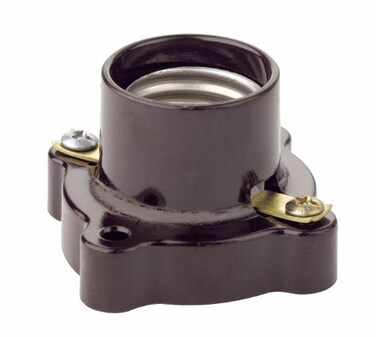 Leviton Medium Base, One-Piece, Keyless, Incandescent, Phenolic Lampholder, Pony Cleat, Single Circuit, Open Terminal, Small, 9063, Brown