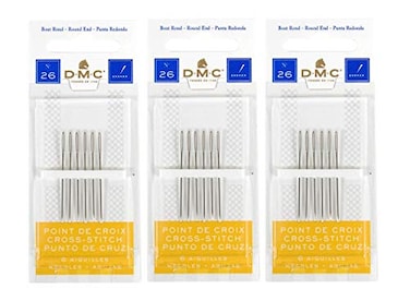 DMC 3 Pack Size 26 Cross Stitch Needles ,Total 18 Needles- New Package