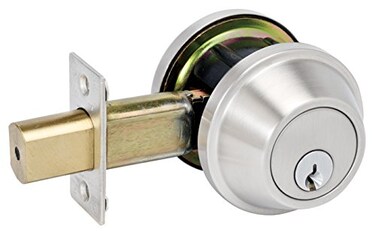 Master Lock DSCHSD32D Heavy Duty Single Cylinder, Grade 2 Commercial Deadbolt with Bump Stop, Brushed Chrome Finish
