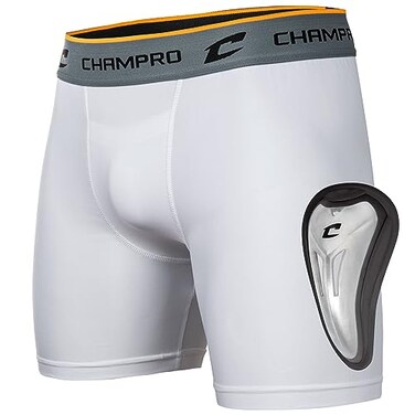Champro Compression Boxer Short with Cup - Polyester/Spandex, Adult X-Large, White