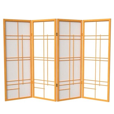 Red Lantern 4 ft. Short Eudes Shoji Screen - Honey - 4 Panels