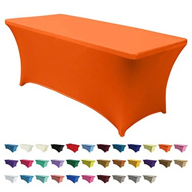 ABCCANOPY 6FT Spandex Table Cover, Stretch Fitted Tablecloth, Orange