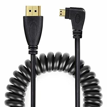UCEC Micro HDMI to HDMI Cable - Left Angled Spring - Durable Coil