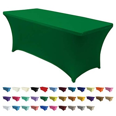 ABCCANOPY 6FT Spandex Table Cover, Stretch Fitted Tablecloth, Forest Green