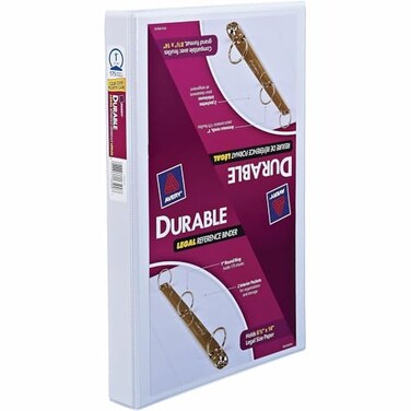 Avery Legal Durable View Binder with Round Rings, 3 Rings, 1" Capacity, 14 x 8.5, White
