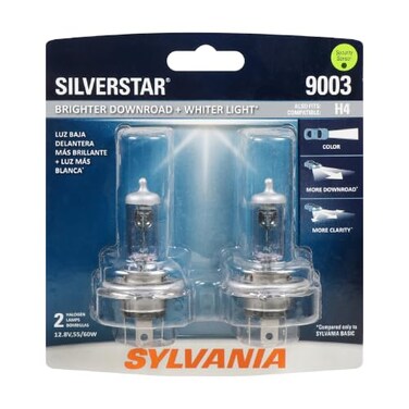 SYLVANIA 9003 SilverStar Halogen Headlight Bulb, High or Low Beam, 2 Bulbs