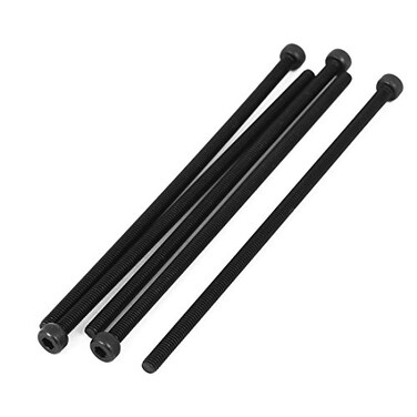 uxcell M4x110mm Fully Thread Hex Socket Head Knurled Cap Screw Bolt Black 5pcs