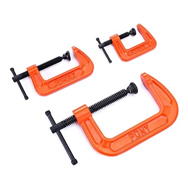 PONY Malleable Iron C-Clamp Set, 3-Piece, ,1", 2", 3