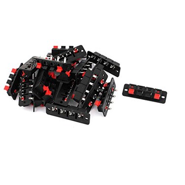 sourcing map uxcell 4 Terminal Push Cable Clip Stereo Speaker Socket Connector Board