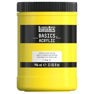 Liquitex BASICS Acrylic Paint, 32-oz Jar, Cadmium Yellow Light Hue