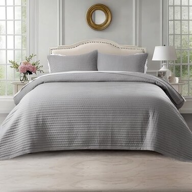 KASENTEX Oversized King Quilt Set 112x106, Soft Washed 3-Layer Lightweight