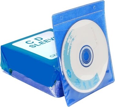 RICHEN CD Sleeve Case,Double-Sided Refill Plastic Sleeve for CD and DVD Storage Binders,100 Pack ,Blue