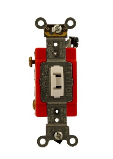 Leviton 20-Amp, 120/277-Volt, Toggle Locking Single-Pole AC Quiet Switch, Extra Heavy Duty Spec Grade, 1221-2WL, White